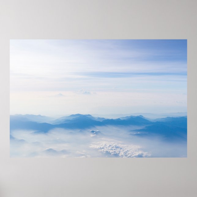 Blue sky and mountains view from airplane stylized poster (Vorne)