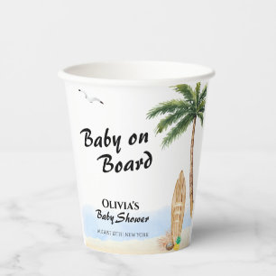 Blue Sky Baby an Bord Beach Surf Baby Dusche Pappbecher
