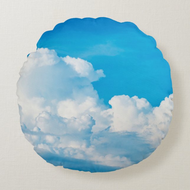 Blue sky background clouds white rundes kissen (Vorderseite)