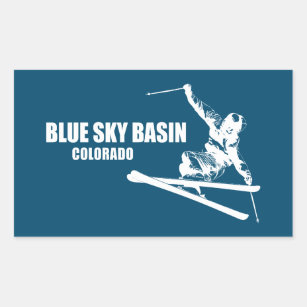 Blue Sky Basin Colorado Skier Rechteckiger Aufkleber