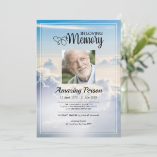 Blue Sky Beerdigung Reihenfolge des Dienstes Einla Einladung