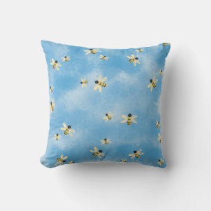 Blue Sky Bees Throw Cushion Kissen