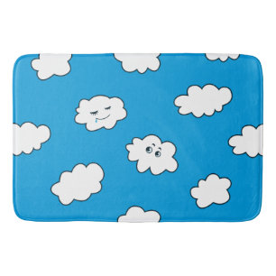 Blue Sky Cartoon Funny Clouds Badematte