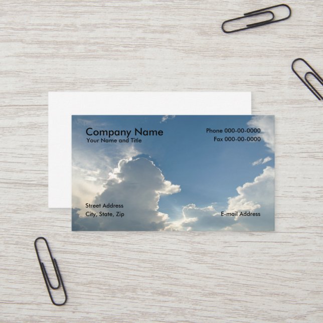Blue Sky Clouds Business Card Visitenkarte (Vorderseite/Rückseite Beispiel)