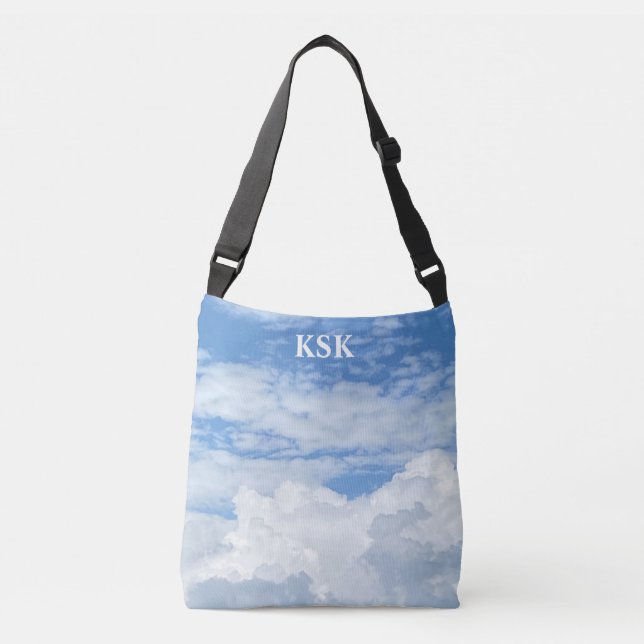 BLUE SKY CLOUUDS FOTO CROSSBODY BAG TRAGETASCHEN MIT LANGEN TRÄGERN (Vorderseite)