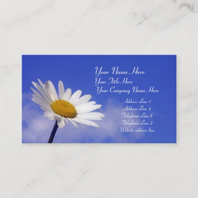 Blue Sky Daisy Business Card Visitenkarte (Vorderseite)