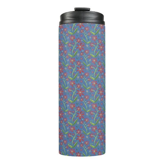 Blue Sky | Dancing Daisies Watercolor Tumbler Thermosbecher (Vorderseite)