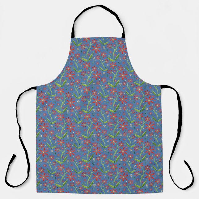 Blue Sky | Dancing Watercolor Daisies Apron Schürze (Vorderseite)