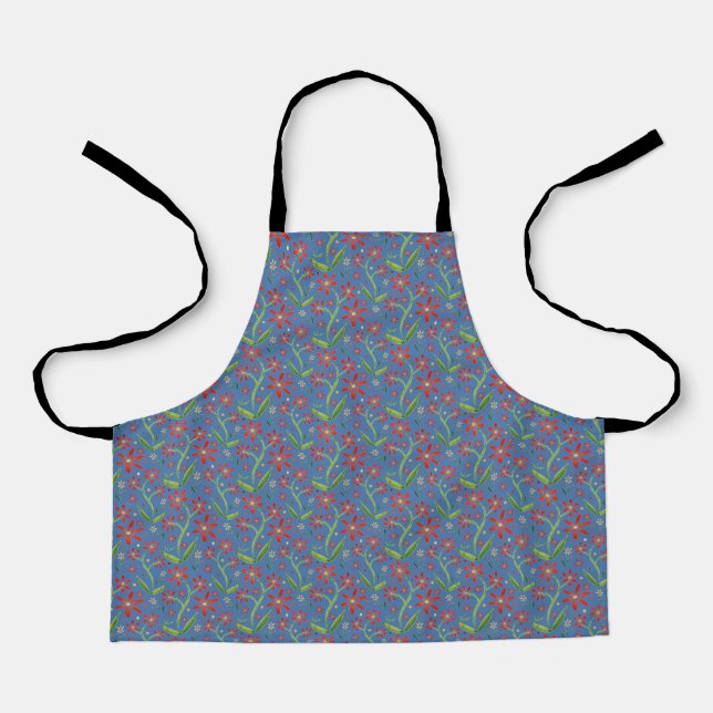 Blue Sky | Dancing Watercolor Daisies Kids Apron Schürze (Vorderseite)
