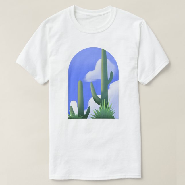 Blue Sky Desert Cactus Painting Tee (Design vorne)