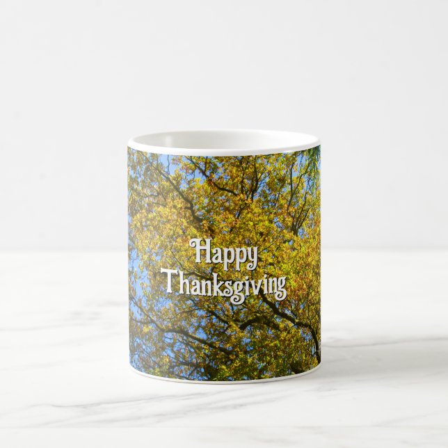 Blue Sky Fall Foliage - Personalisierter Erntedank Kaffeetasse (Mittel)