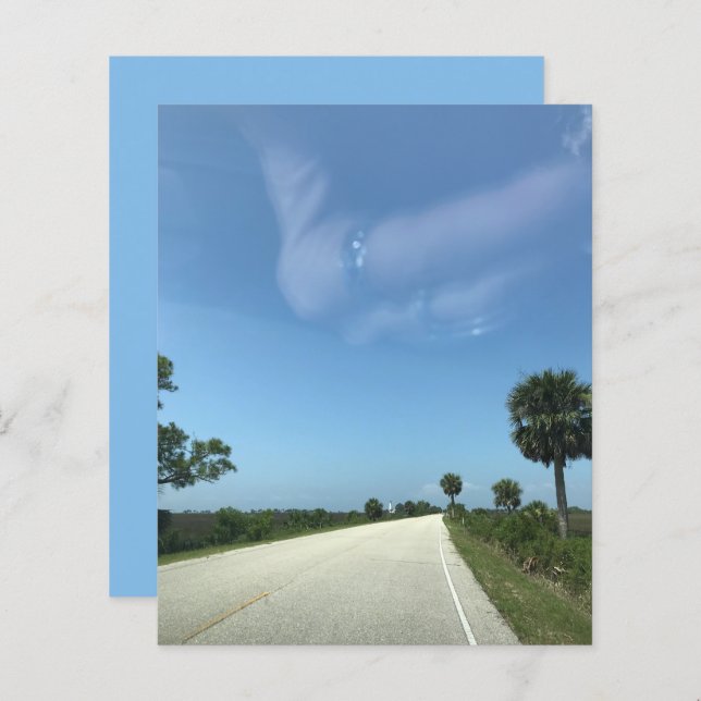Blue Sky Florida Highway Palms Scrapbook Paper (Vorne/Hinten)