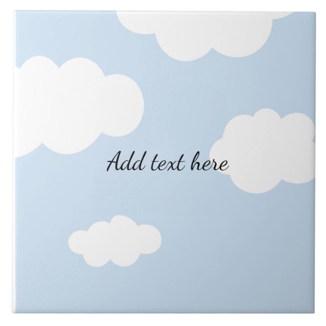 Blue Sky, Fluffy White Clouds Template Fliese (Vorderseite)