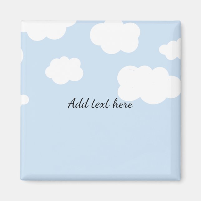 Blue Sky, Fluffy White Clouds Template Magnet (Vorne)