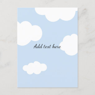 Blue Sky, Fluffy White Clouds Template Postkarte
