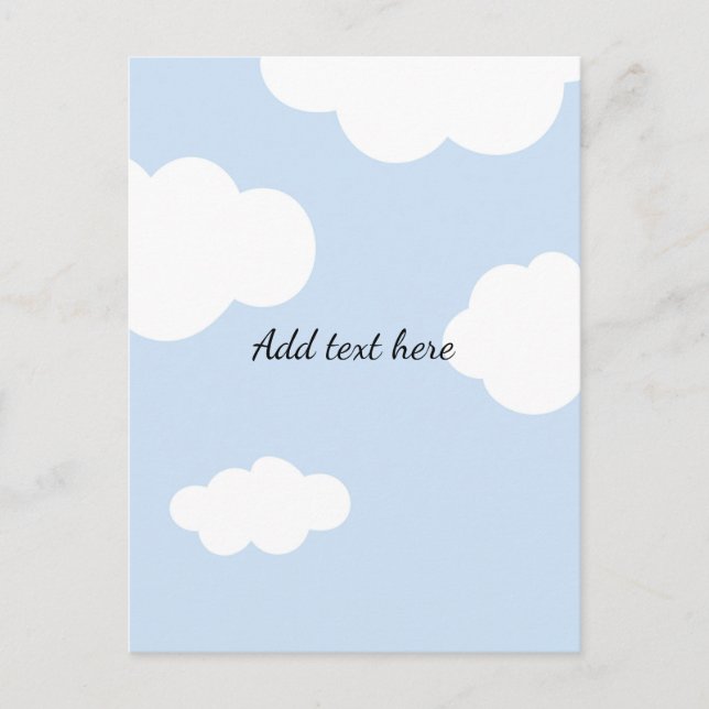 Blue Sky, Fluffy White Clouds Template Postkarte (Vorderseite)