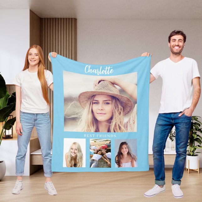 Blue Sky Foto Collage Girl Friends Fleecedecke (Von Creator hochgeladen)