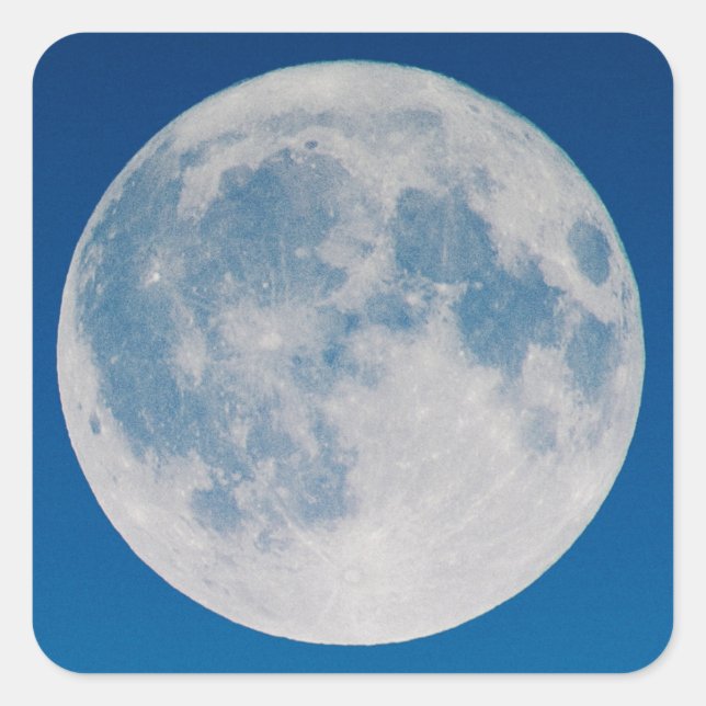 Blue Sky Full Moon Quadratischer Aufkleber (Vorderseite)