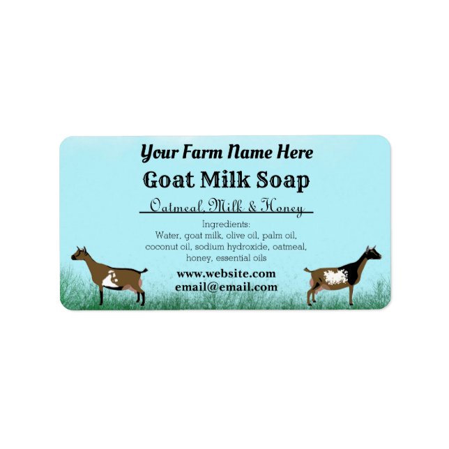 Blue Sky Goat Milk Soap Label - Nigerianer Zwerg Adressaufkleber (Vorne)