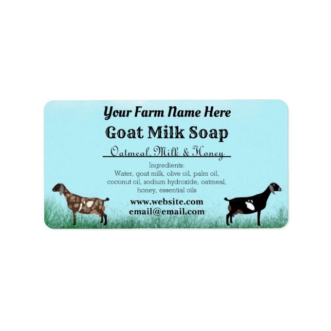 Blue Sky Goat Milk Soap Label - Nubian Dairy Goats Adressaufkleber (Vorne)