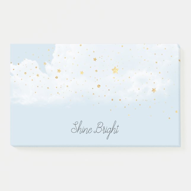 Blue Sky Gold Stars Post-it Klebezettel (Vorderseite)