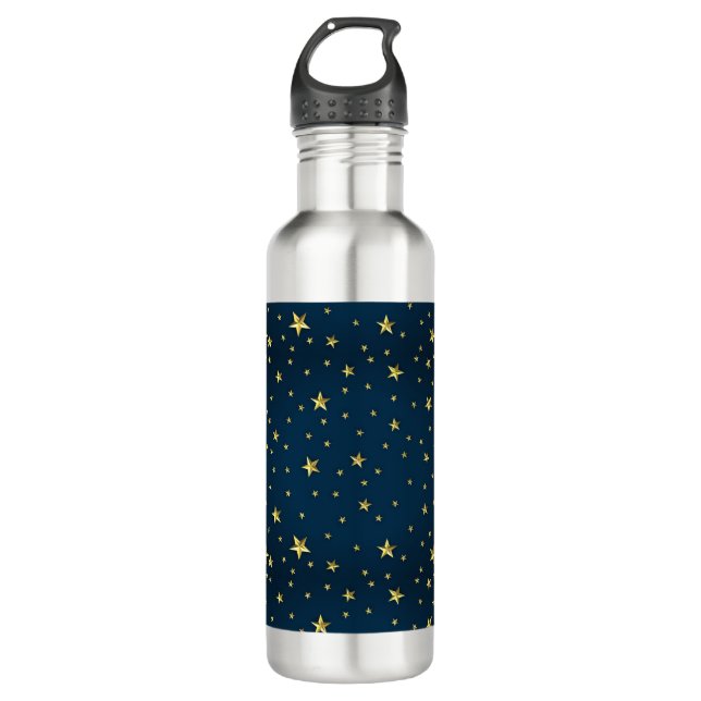 Blue Sky Golden Stars Edelstahlflasche (Vorderseite)