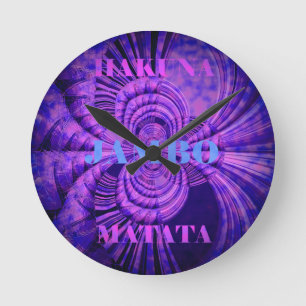 Blue Sky Hakuna Matata Kenya Giraffe Woven Art C Runde Wanduhr