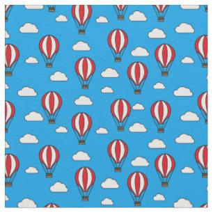 Blue Sky Hot Air Ballon Muster Stoff