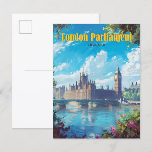 Blue Sky im Londoner Parlament - England Vintag Postkarte