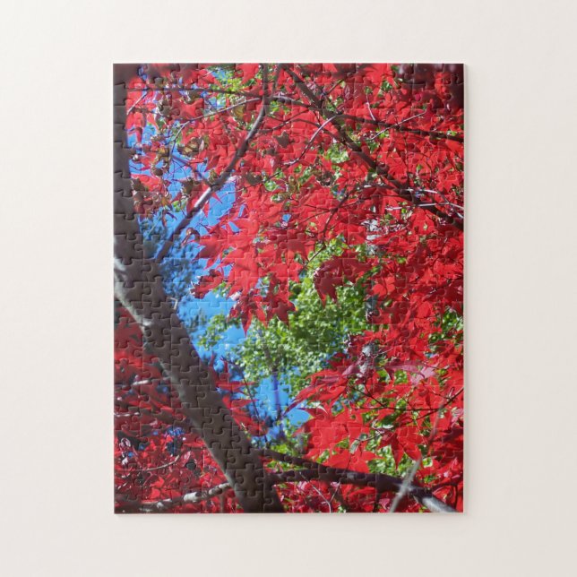 Blue Sky in Autumn Puzzle Gift Fall Maple Leaves (Vertikal)