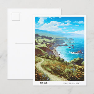 Blue Sky in Big Sur California USA Vintage Travel Postkarte