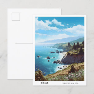 Blue Sky in Big Sur California USA Vintage Travel Postkarte
