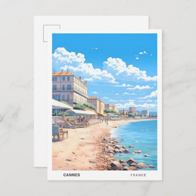 Blue Sky in Cannes France Vintage Travel Postkarte (Vorne/Hinten)