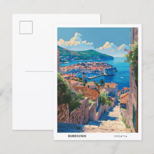 Blue Sky in Dubrovnik Kroatien Vintage Travel Postkarte