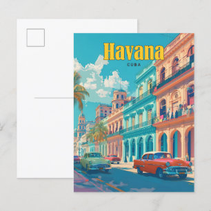 Blue Sky in Havanna Kuba Vintage Travel Postkarte