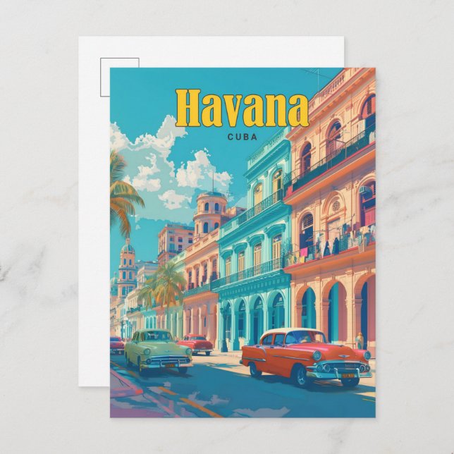 Blue Sky in Havanna Kuba Vintage Travel Postkarte (Vorne/Hinten)