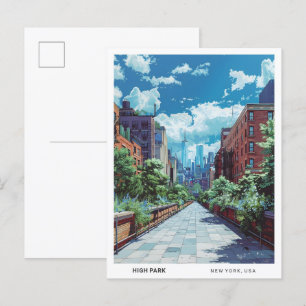 Blue Sky in High Park New York USA Vintage Travel Postkarte