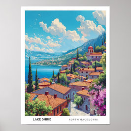 Blue Sky in Lake Ohrid North Mazedonien Travel Poster
