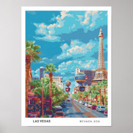 Blue Sky in Las Vegas Nevada USA Vintage Travel Poster