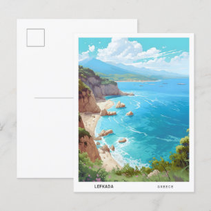 Blue Sky in Lefkada Griechenland Vintage Travel Postkarte
