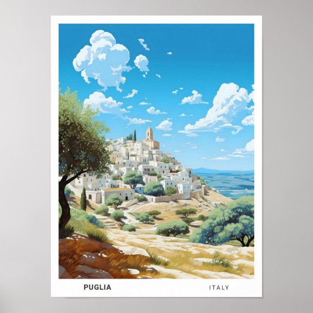 Blue Sky in Puglia Italien Vintage Travel Poster (Vorne)