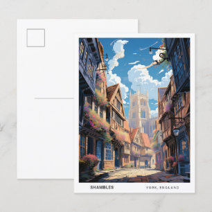 Blue Sky in Shambles York England Vintage Travel Postkarte