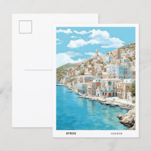 Blue Sky in Syros Griechenland Vintage Travel Postkarte