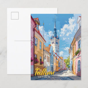 Blue Sky in Tallinn Estland Vintage Travel Postkarte
