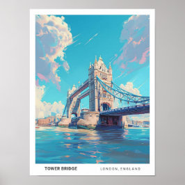 Blue Sky in Tower Bridge London England Travel Poster