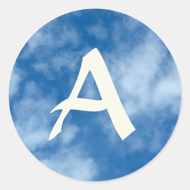 Blue Sky mit Clouds Foto mit Initial Runder Aufkleber (Vorderseite)