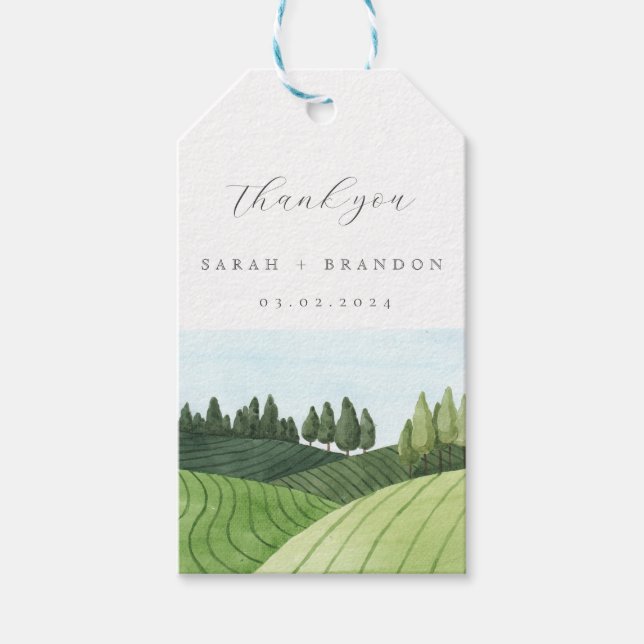 Blue Sky mit Field Hochzeit Vielen Dank, dass Sie  Geschenkanhänger (Vorderseite)