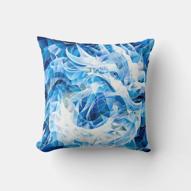 Blue Sky Mosaic Dragon Kissen (Vorderseite)