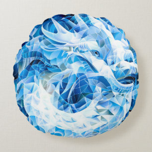 Blue Sky Mosaic Dragon Rundes Kissen