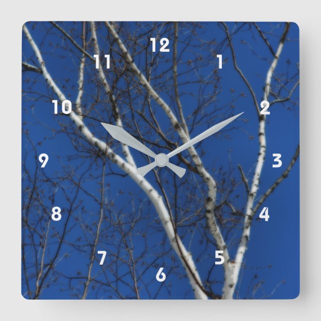 Blue Sky Nature Orton Effect  Quadratische Wanduhr (Vorderseite)